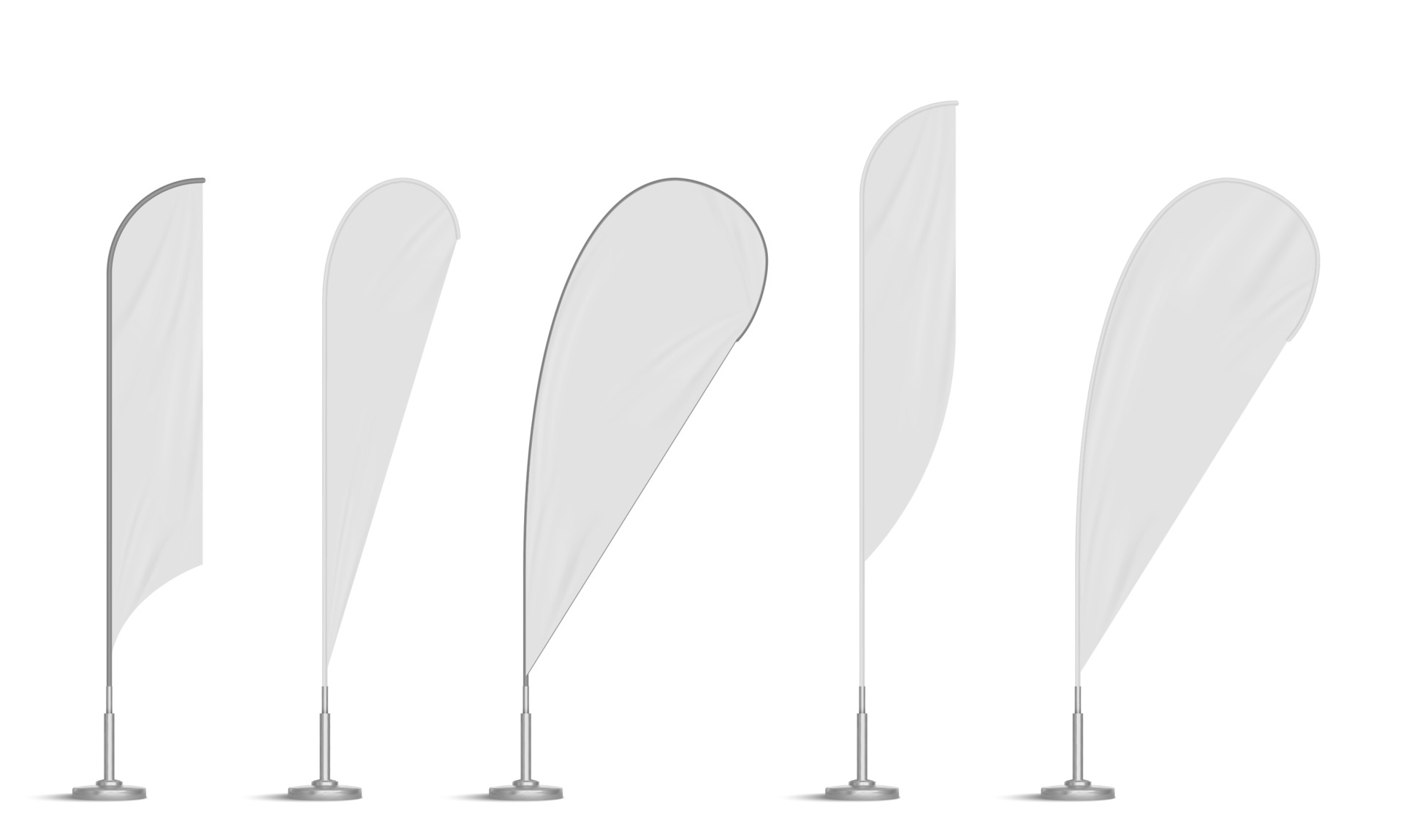 Blank feather and teardrop flag shapes for custom printing